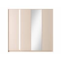 Szafa beżowa 4-drzwiowa z lustrem + LED garderoba 223 cm DAVE